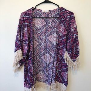 Multi-color kimono style cardigan
